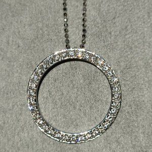 WAGNER & KO 18K White Gold Chain + Pave Diamond Round 18K Pendant Necklace